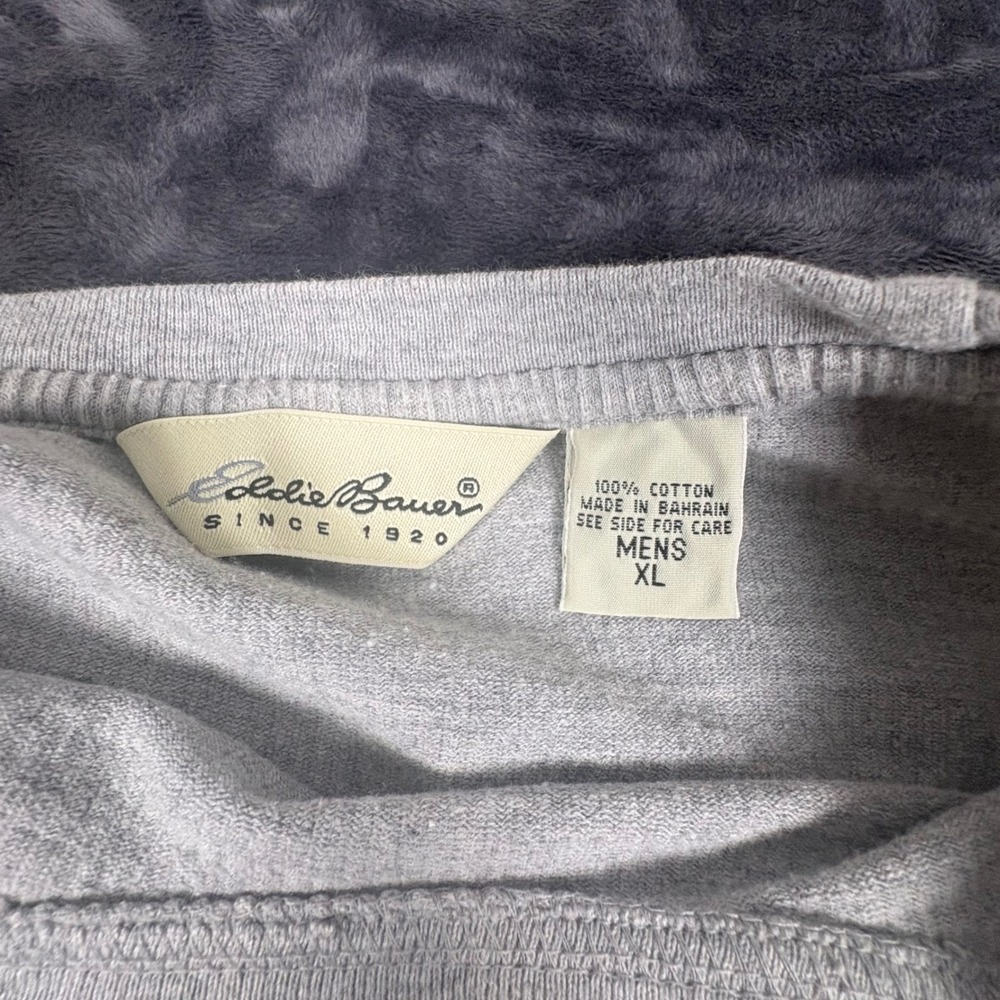Eddie Bauer T-Shirt Mens XL Gray Short Sleeve Ribbed Cotton Chest Stripe 3814 - Picture 5 of 7